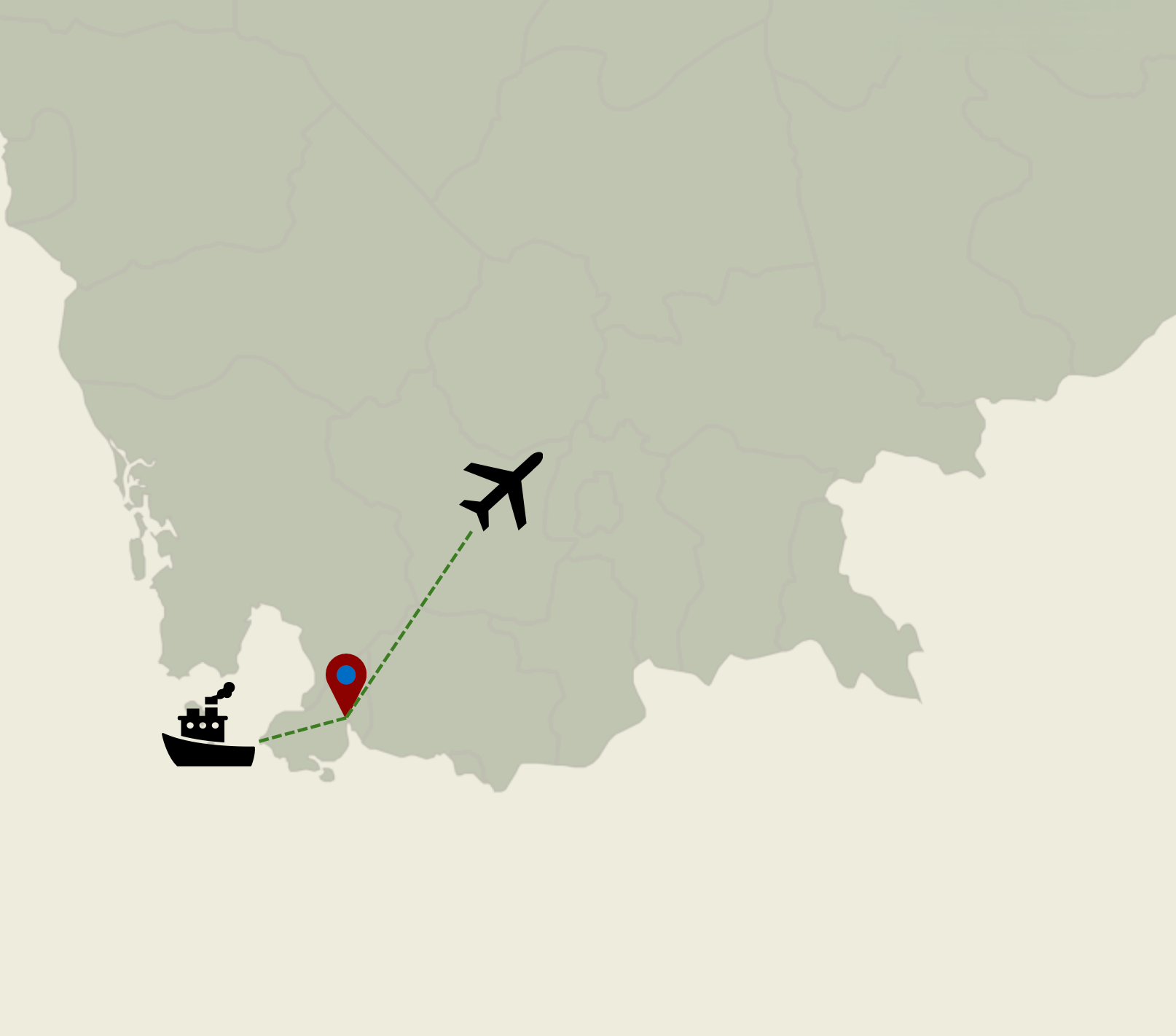 Cambodia logistics map showing airport and port access