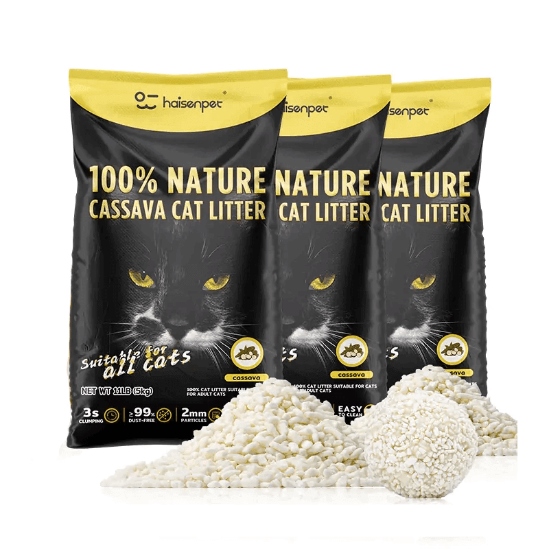 Premium private label cassava cat litter, fully customizable for OEM and wholesale.