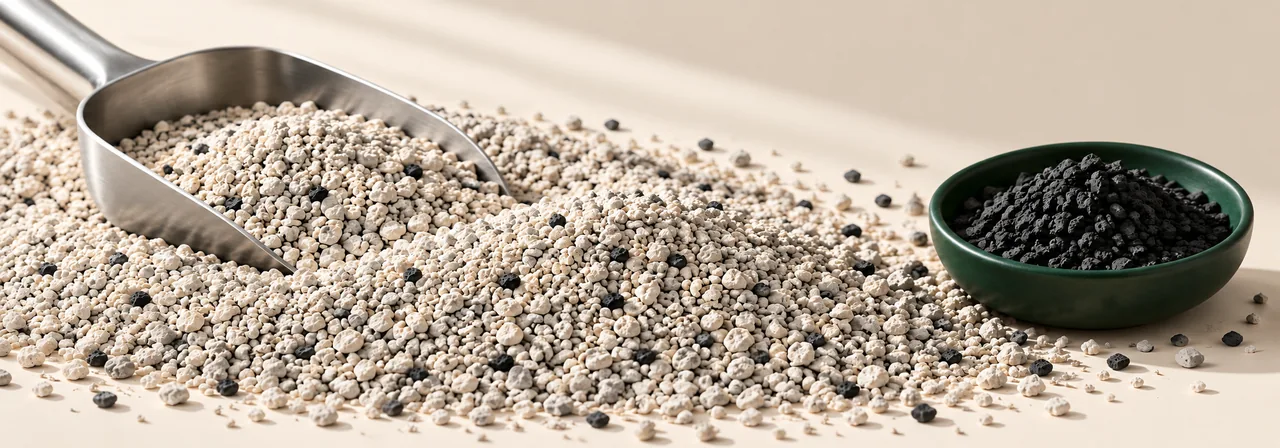Sodium bentonite granules and activated carbon