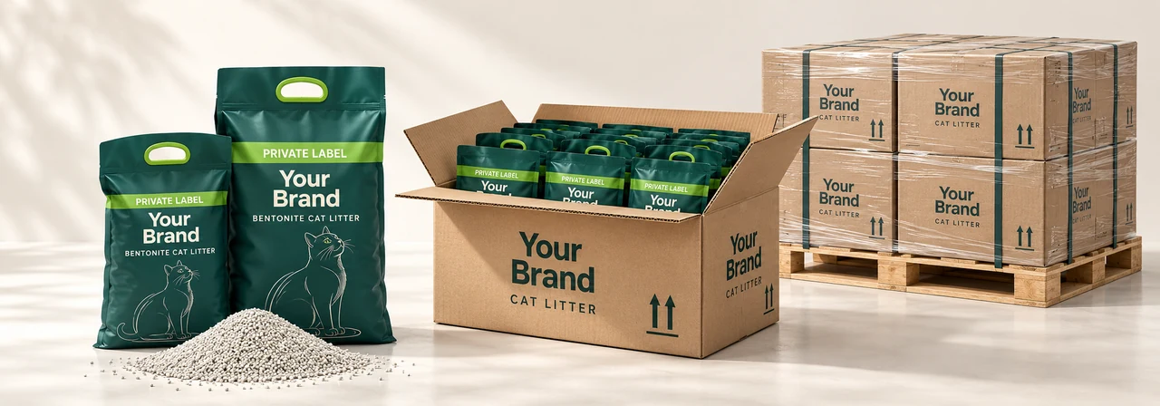 Private label cat litter packaging and export packing