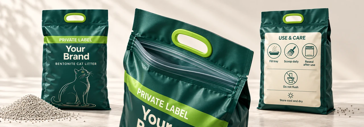 Cat litter storage and consumer instructions