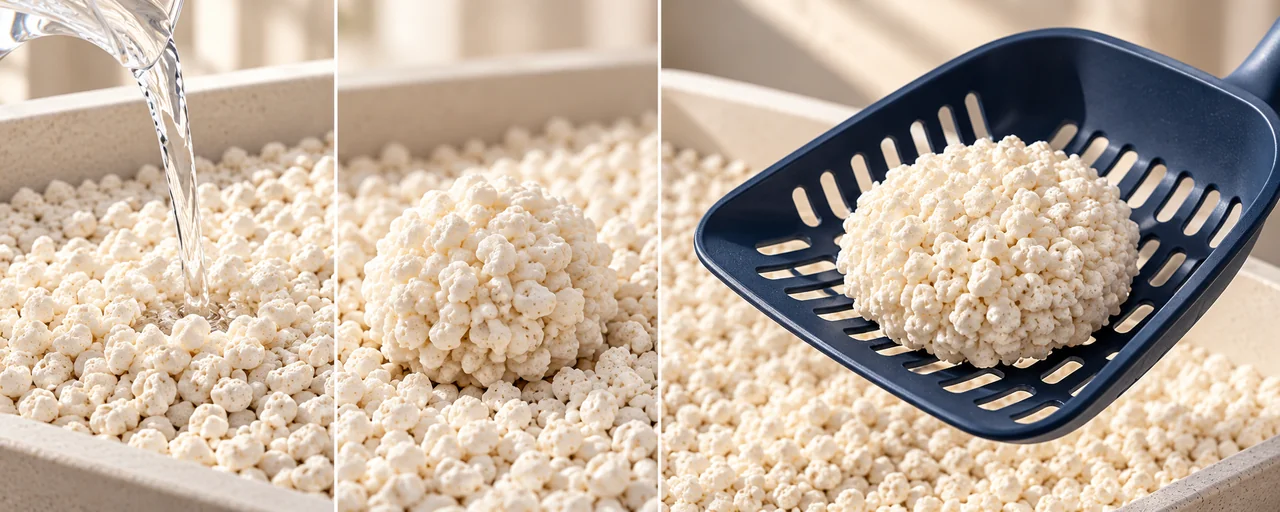 Cassava cat litter clump strength and scooping performance