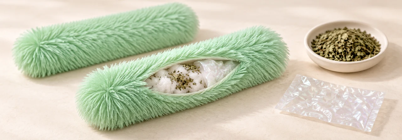 organic catnip and crinkle paper filling inside the plush toy
