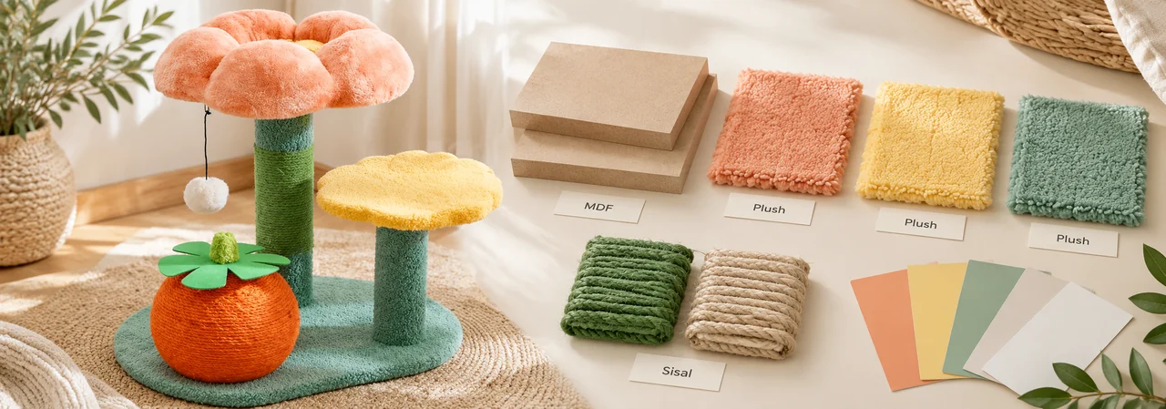 MDF, sisal and plush materials with Pantone matching samples
