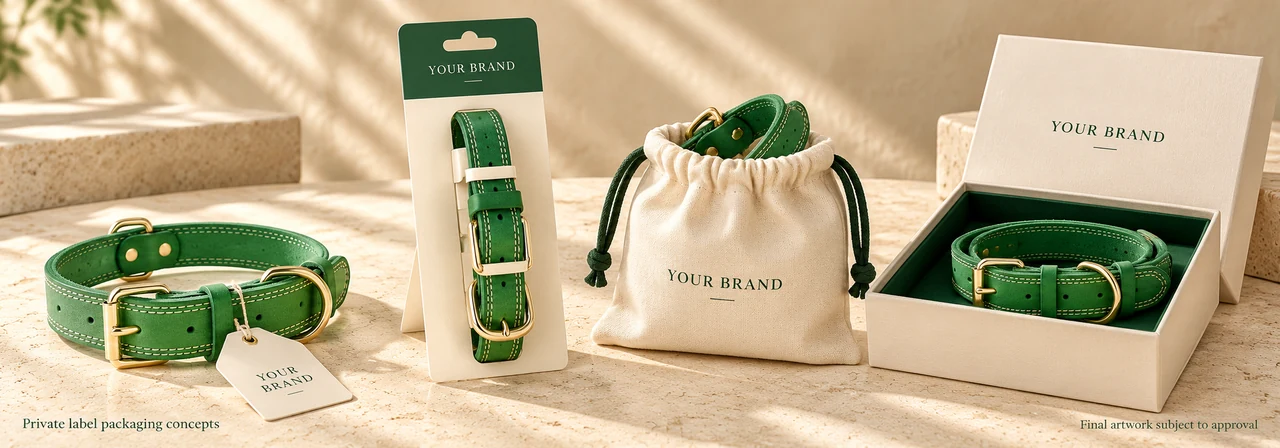 Private label leather dog collar retail packaging styles