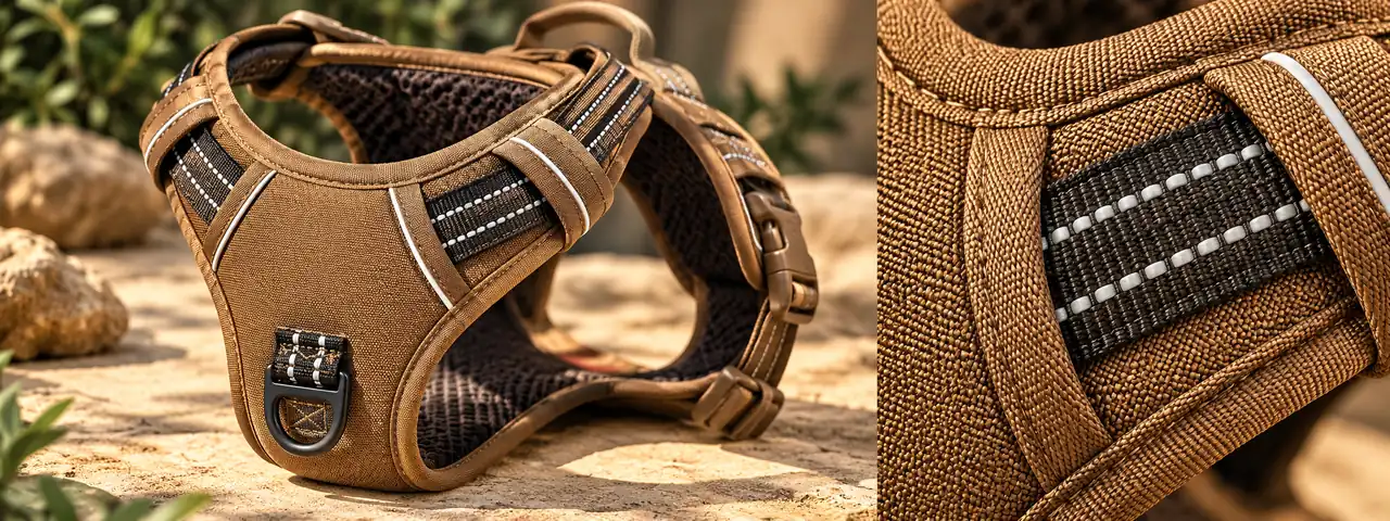 Heavy duty nylon tactical dog harness with reinforced stitching