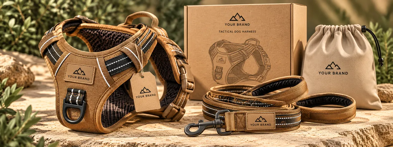 Private label tactical dog harness with retail packaging options
