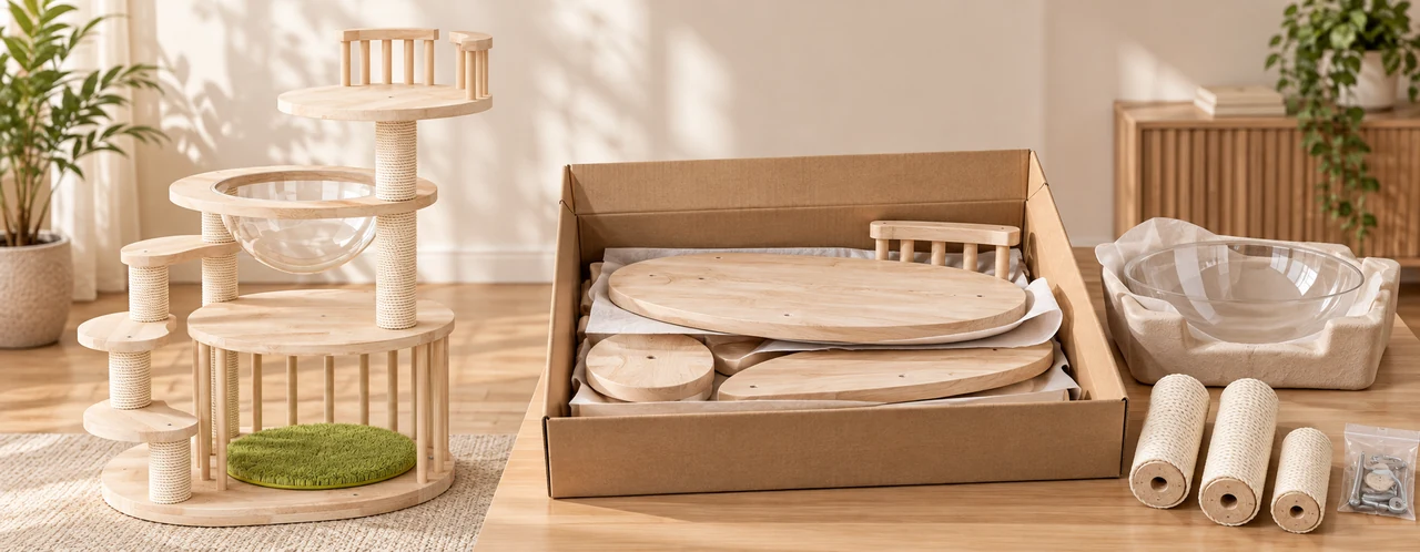 Flat-pack components and protected shipping carton