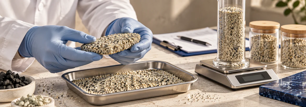 Mineral cat litter factory quality control testing