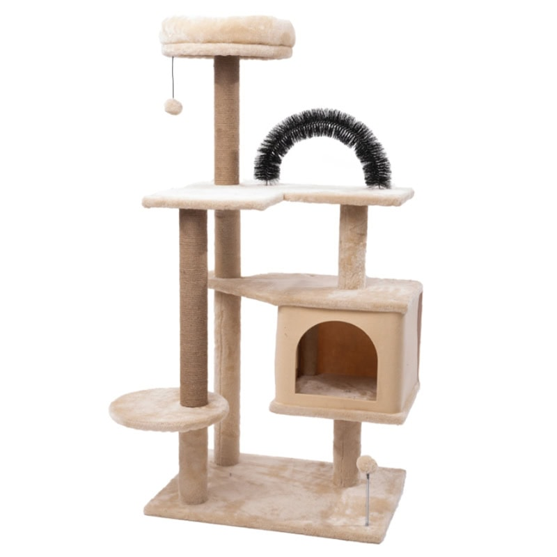 Multi-Level Cat Tree with Self-Grooming Arch and Cozy Condo