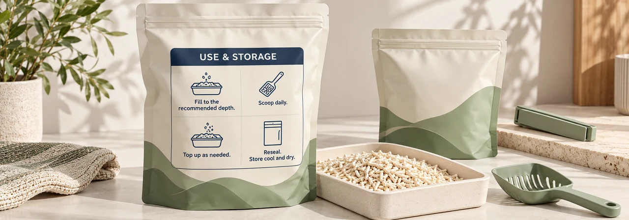 Consumer packaging with printed use and storage guidance