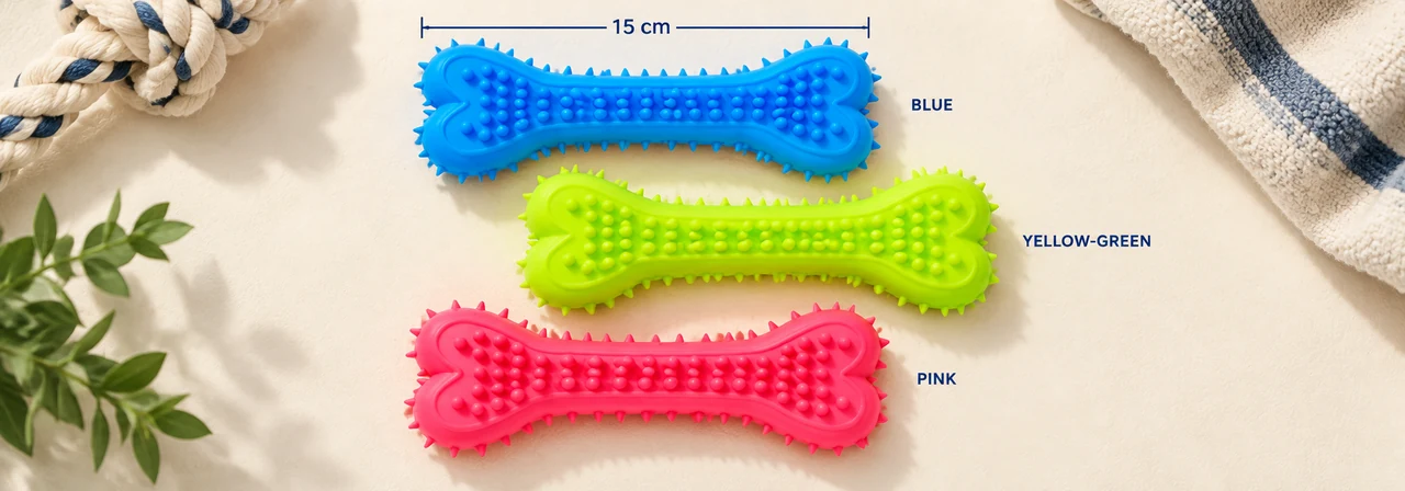 15 cm reference size in blue, yellow-green and pink