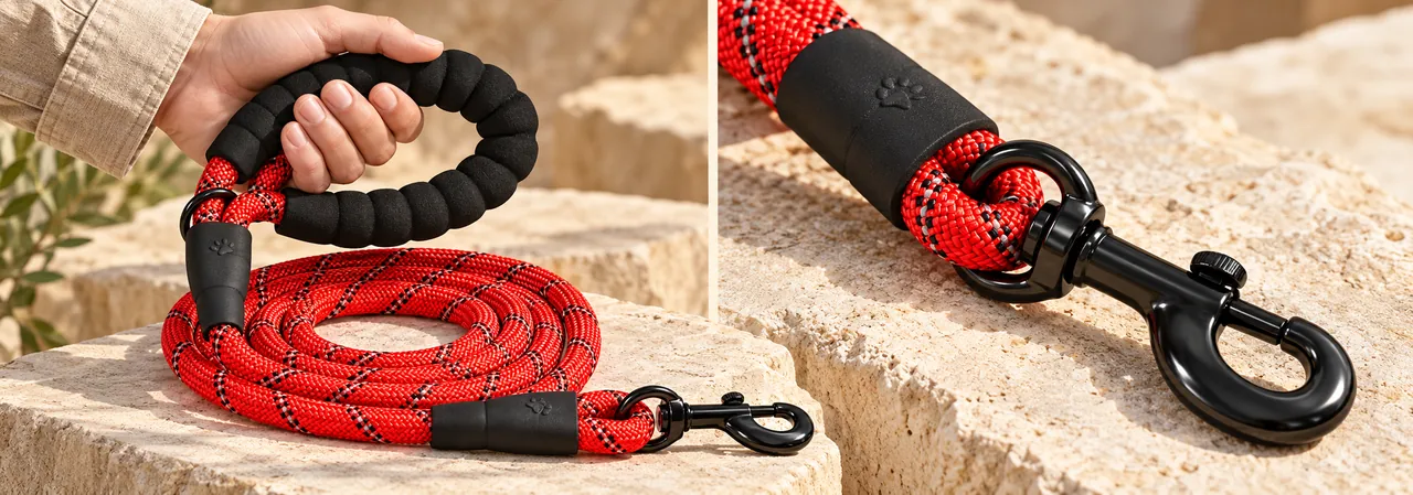 Padded handle and 360-degree swivel clip detail