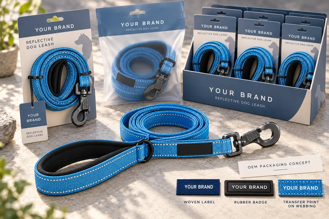 Custom private-label dog leash packaging and branding options