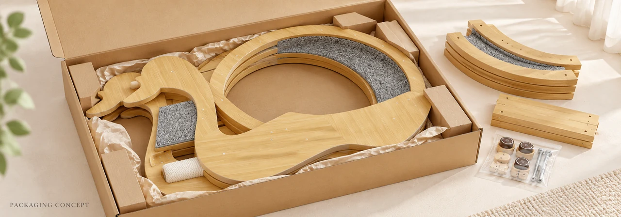 Board material, running track, rollers, textile, and finish options
