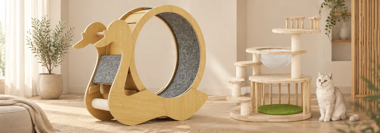 Swan Cat Treadmill and related pet furniture range