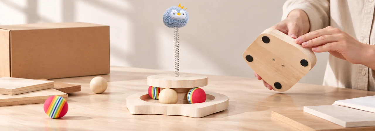 rounded wooden edges, non-slip pads, and protective retail packaging