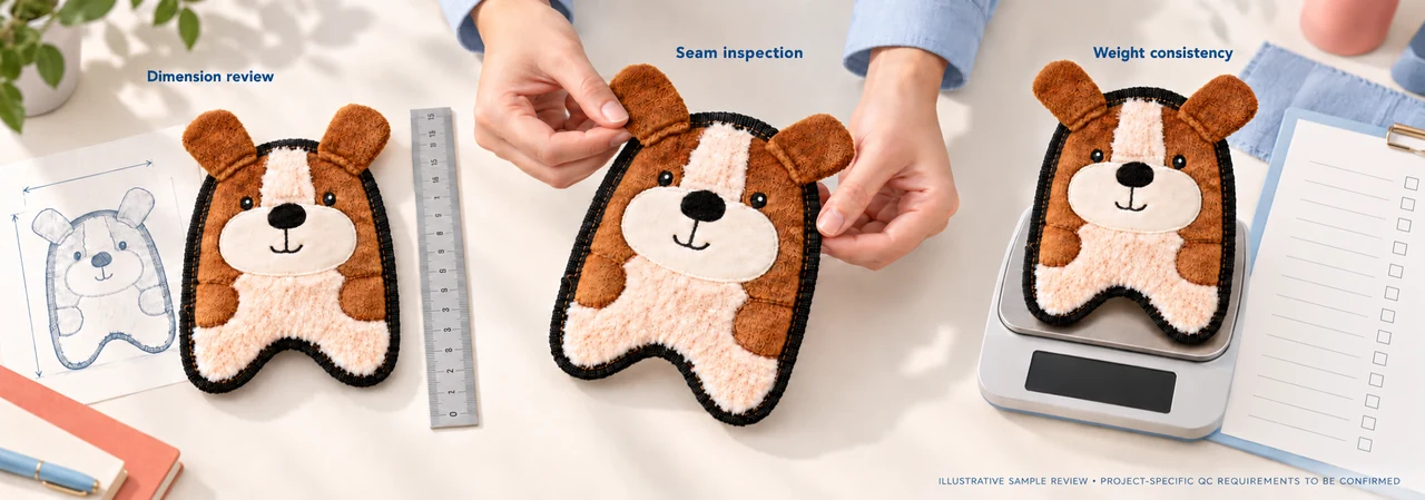 plush dog toy sample and quality inspection