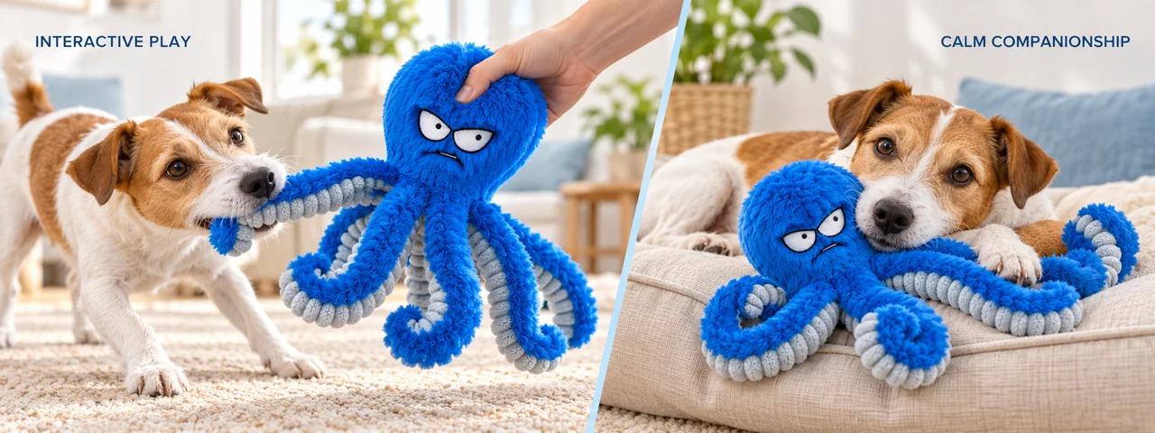Tough Toy shown during play and rest