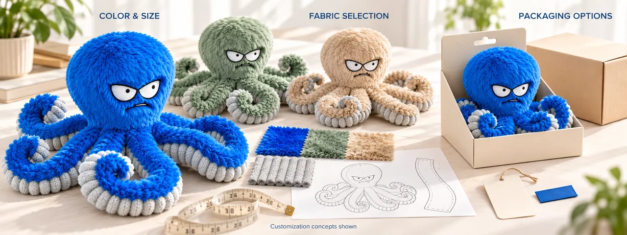 Octopus toy variants and OEM development materials